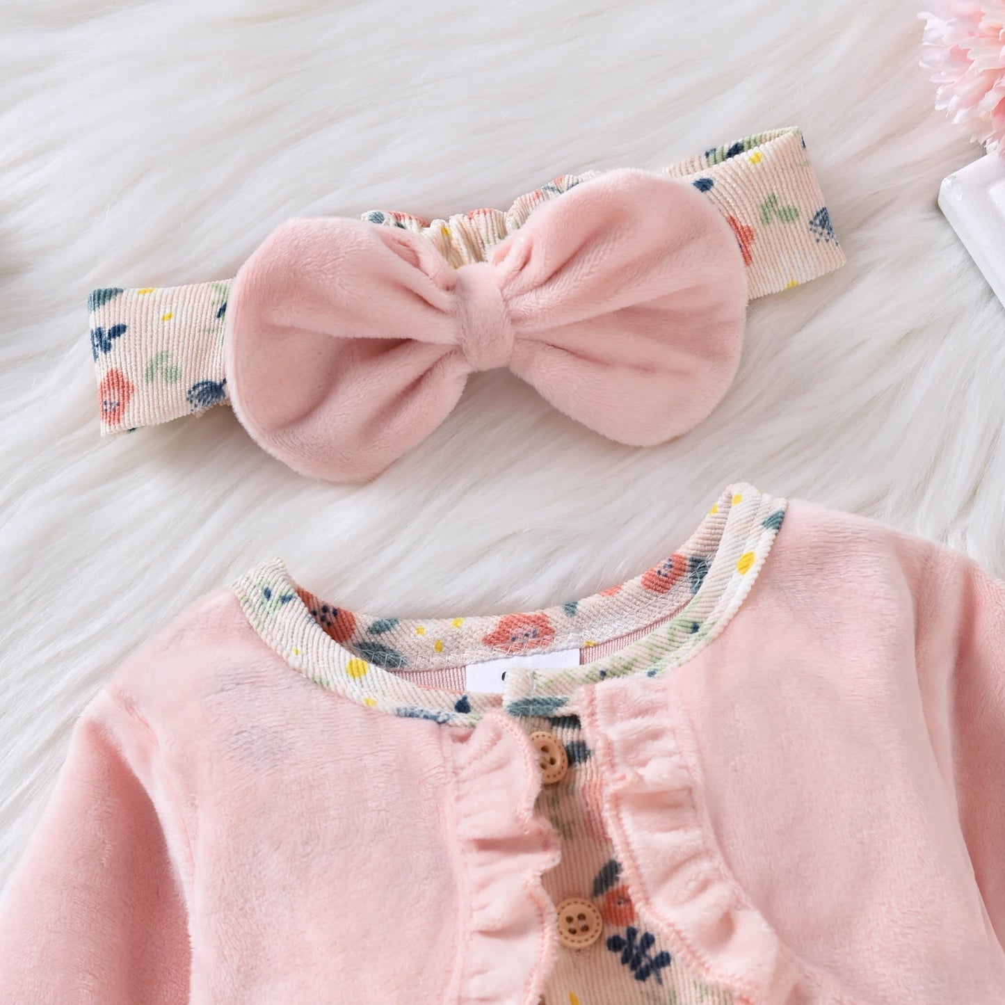Princess Infant Baby Girls Bodysuit Dress Flowers Headband