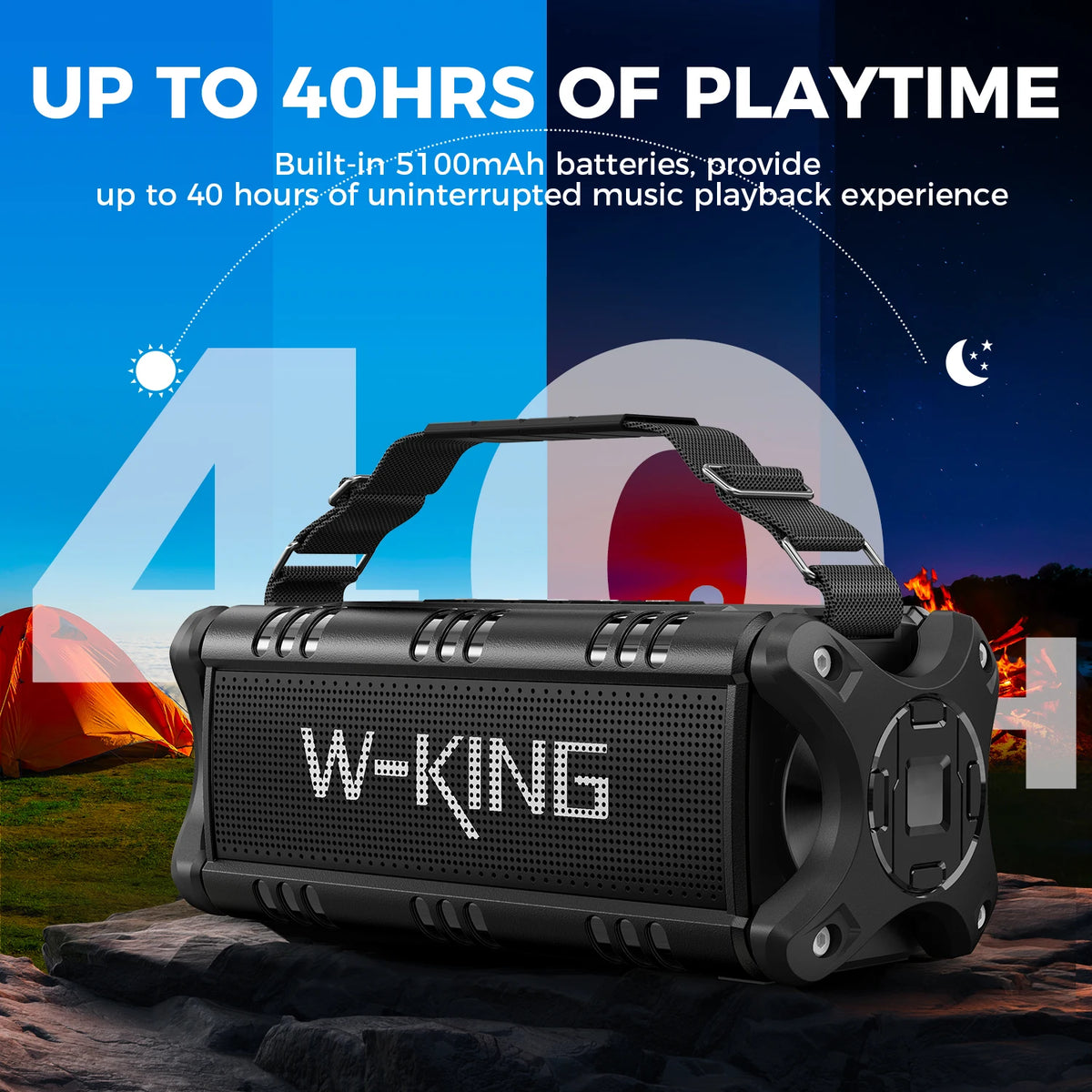 W-KING D8 Bluetooth Speaker, 50W RMS IPX6 Waterproof Loud Speakers Bluetooth Wireless.