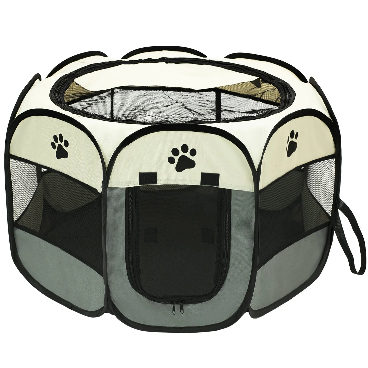 Foldable Pet Playpen for Dogs & Cats - Durable Oxford Cloth with Removable Zipper,