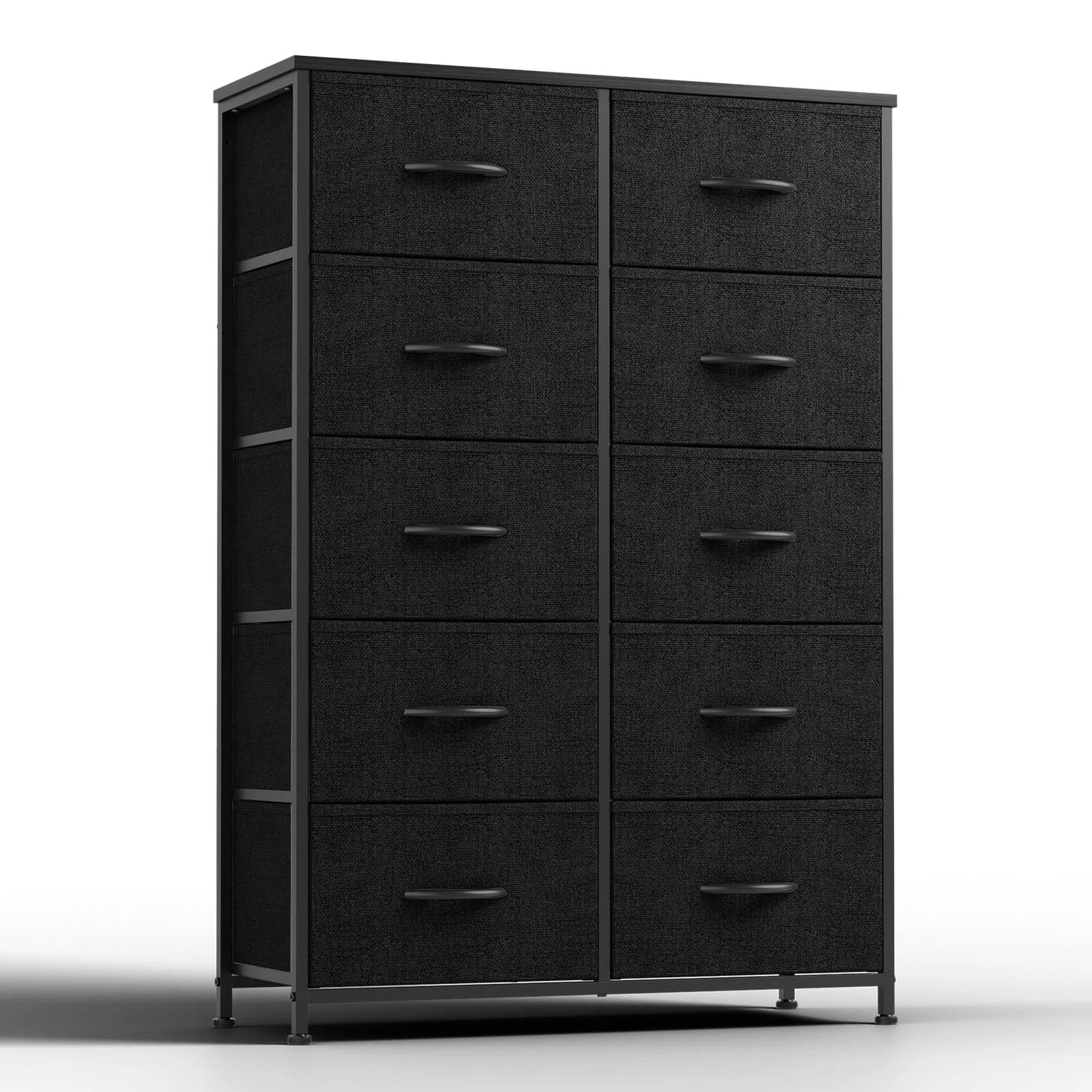 Bedside Table For Bedroom With 10 Fabric Drawers Nightstand Storage Cabinet