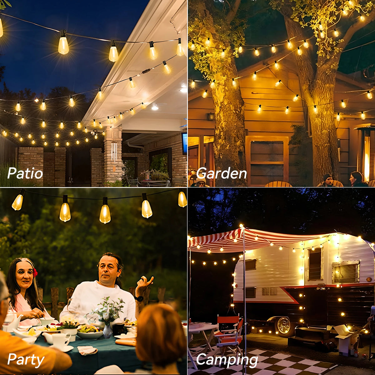 200FT ST38 LED Globe String Lights, 48 E12 Bulbs 2700K Warm White. with Hooks & Replaceable Shatterprof
