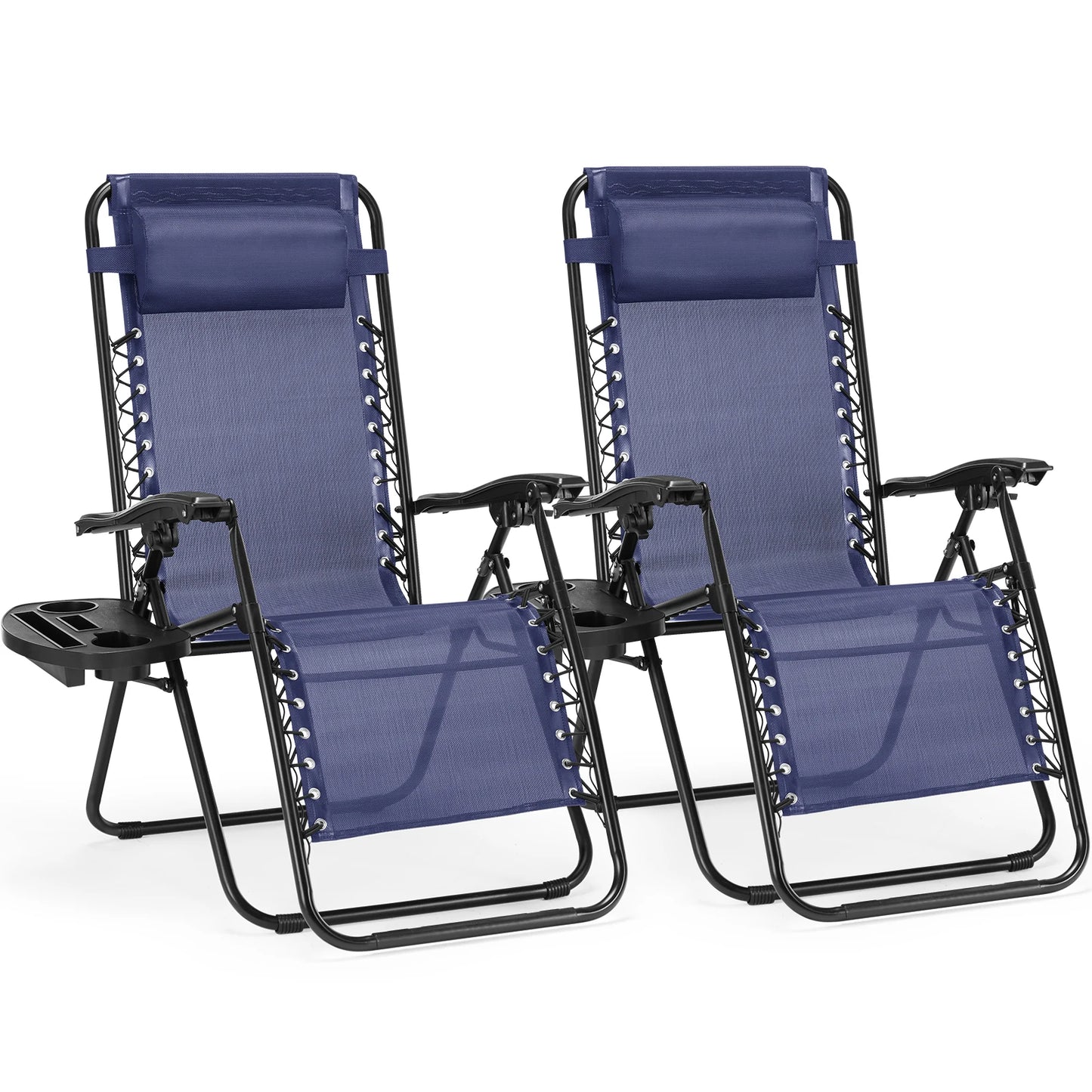 Zero Gravity Portable Recliner with Cup Holder Trays Adjustable Pillow.