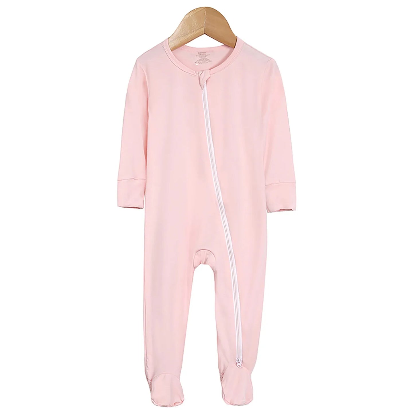 Long Zipper Girls Bodysuits Footed Long Sleeve Baby Pajamas