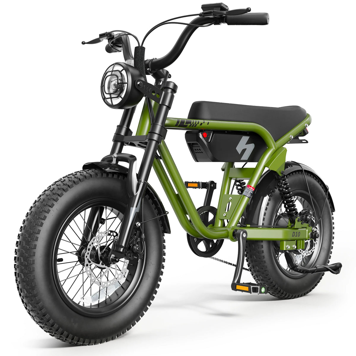 Hopepeak D10 Electric Bike, 16" Fat Tires Electric Mountain Bike, 1500W Peak Motor 48V 13Ah, 25 MPH 60Mi Range Off-Road Ebike with Full Suspension