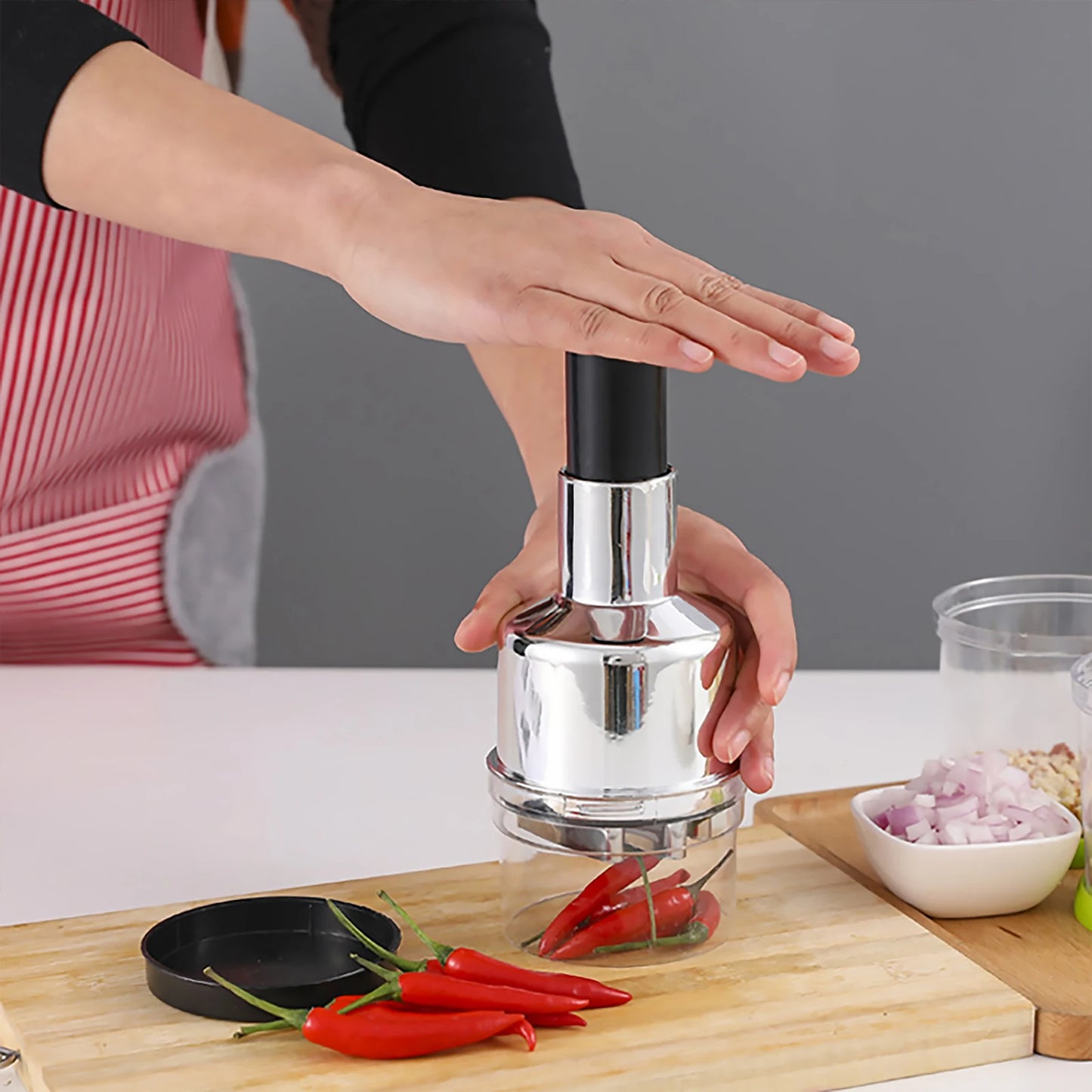 Manual Food Chopper Handheld Slap Press Chopper