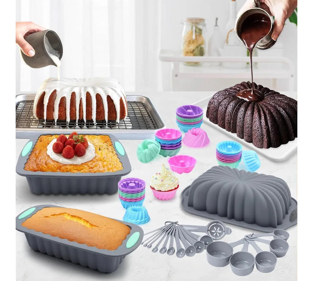 72-Piece Silicone Bakeware Set, Nonstick Oven Pans
