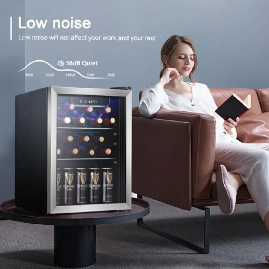 68-can beverage refrigerator, stainless steel glass door, silver, digital temperature .