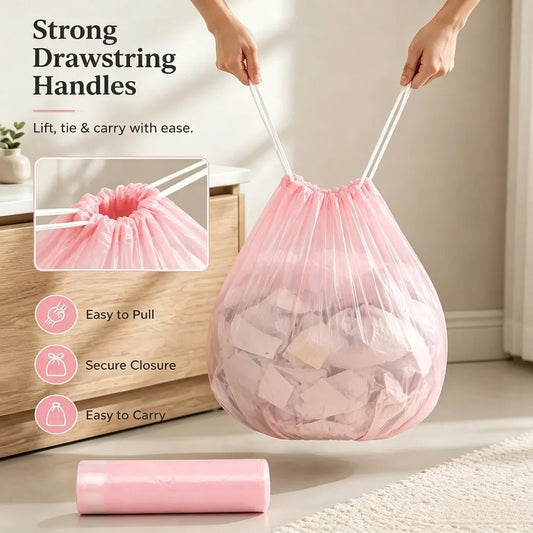 Pink Rose Scented Trash Bags 5-Gallon Sturdy Durable. Trash Can 3.5/4/5 Gallon