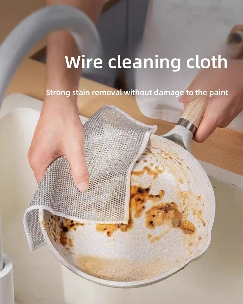 Magic Cleaning Cloth Thickened Double -sided Metal Steel Wire Rags