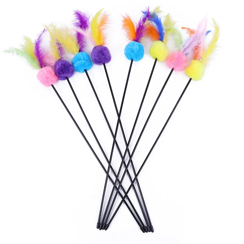 5pcs Funny Kitten Cat Teaser I with Bell and Feather