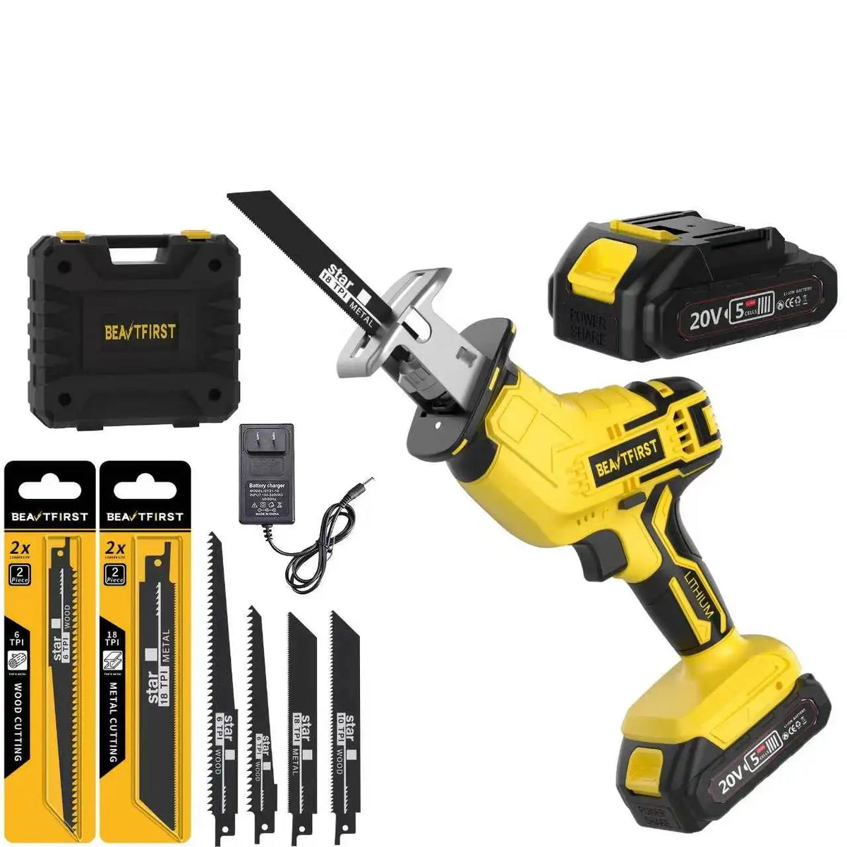 Brand new upgraded electric reciprocating saw, cordless jigsaw with LED light and safety lock