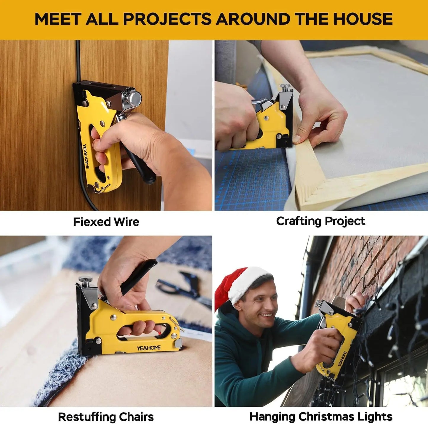 Heavy Duty Upholstery Staple Gun, 4-in-1 Manual Stapler with 4000 Staples, .