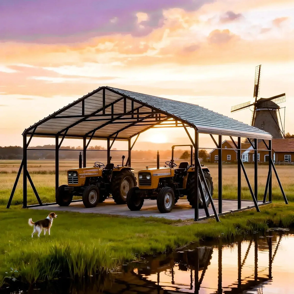 20x20 FT Heavy Duty Metal Carport Kits with Galvanized Steel Roof,