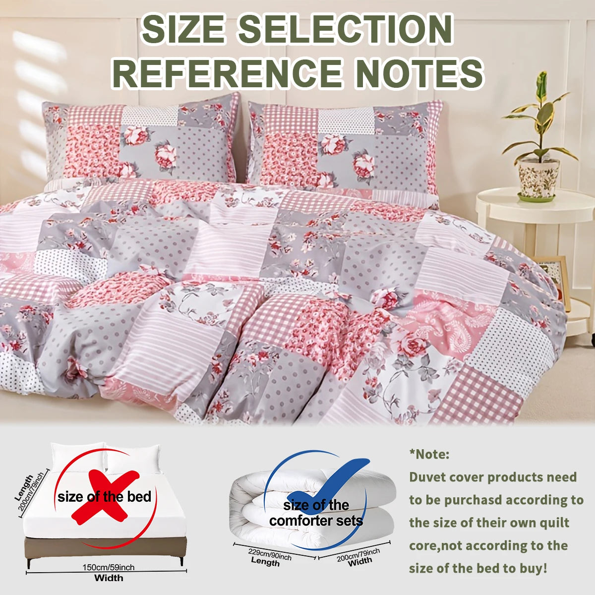 Patchwork Floral Light Pink Printed Duvet Cover Set