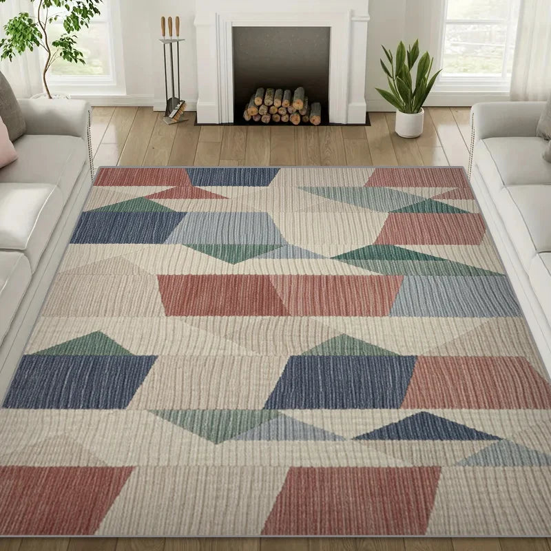 Nordic Minimalist Geometric Color Block Large Living Room Carpet