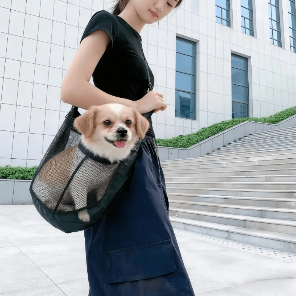 1pc Unisex Breathable Mesh Pet Carrier Sling Bag Crossbody Wearable .