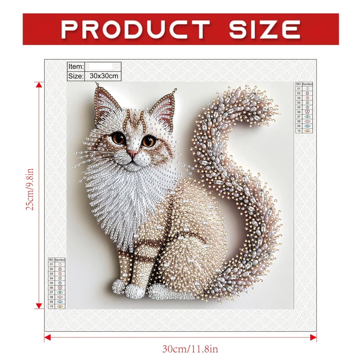 2D Flat Printing, Irregular Diamonds, Canvas Material, Acrylic Paint 5D Diamond Painting Kit | Fluffy Kitten .