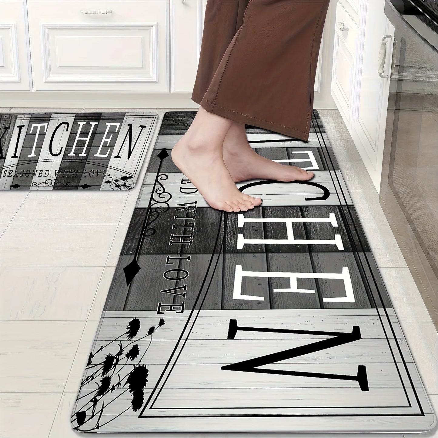 Print Absorbent Kitchen Mat Non Slip
