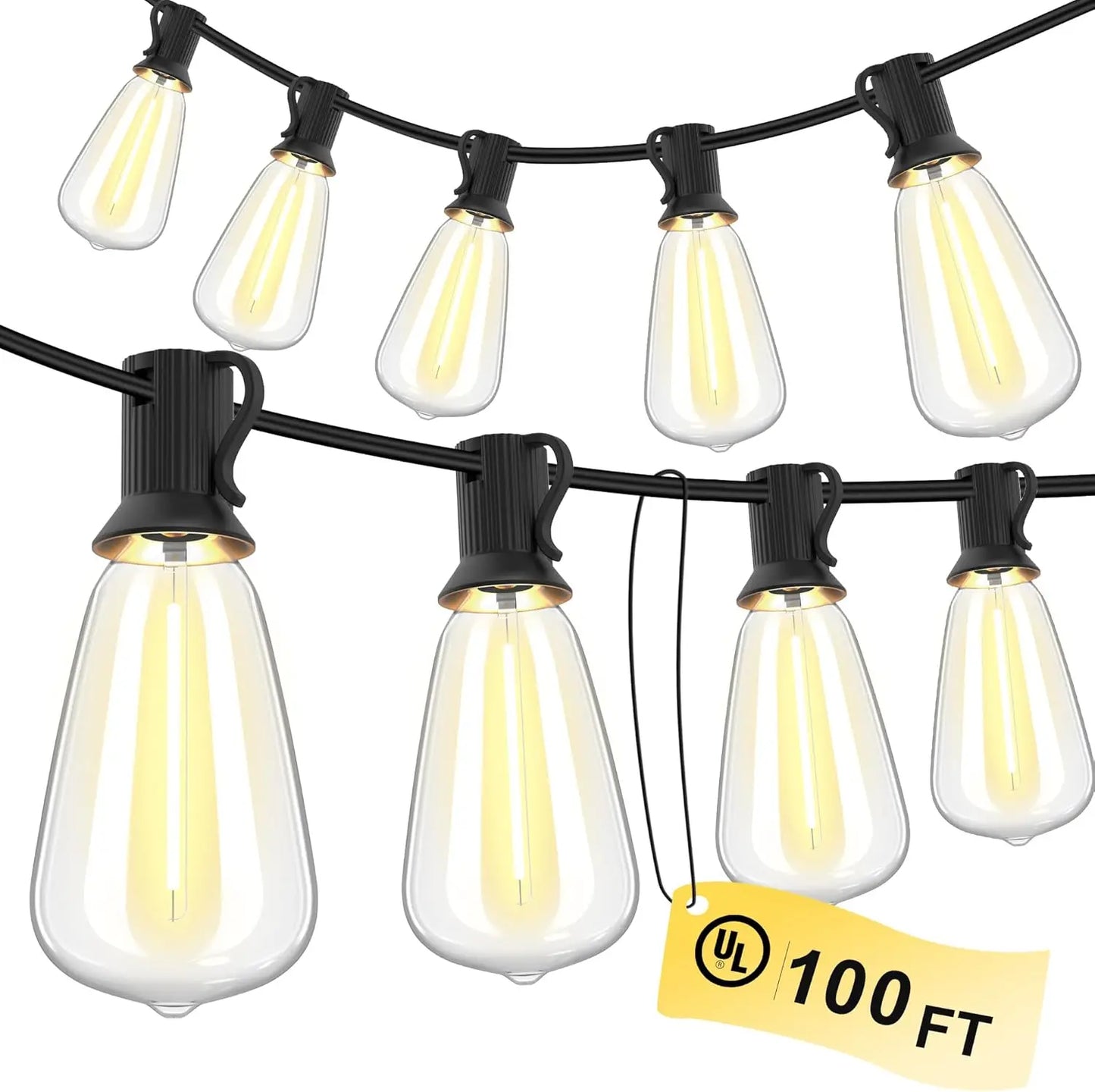 150FT LED Outdoor String Lights Waterproof. Lights Shatterproof ST38 Replaceable Bulbs Dimmable Outside . Lights