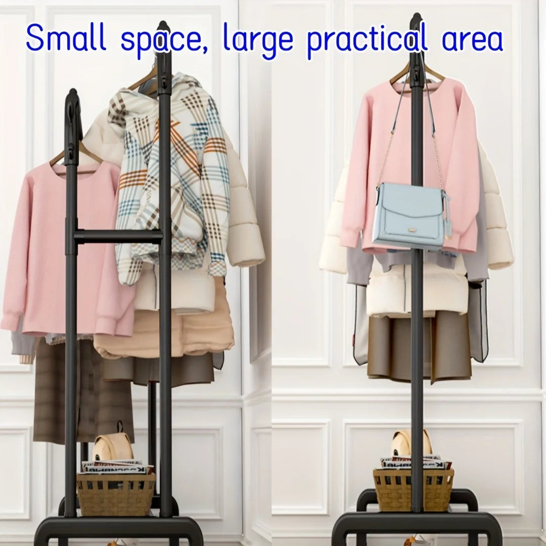 Space Saving Metal Clothes Rack with Adjustable Hanging Rod