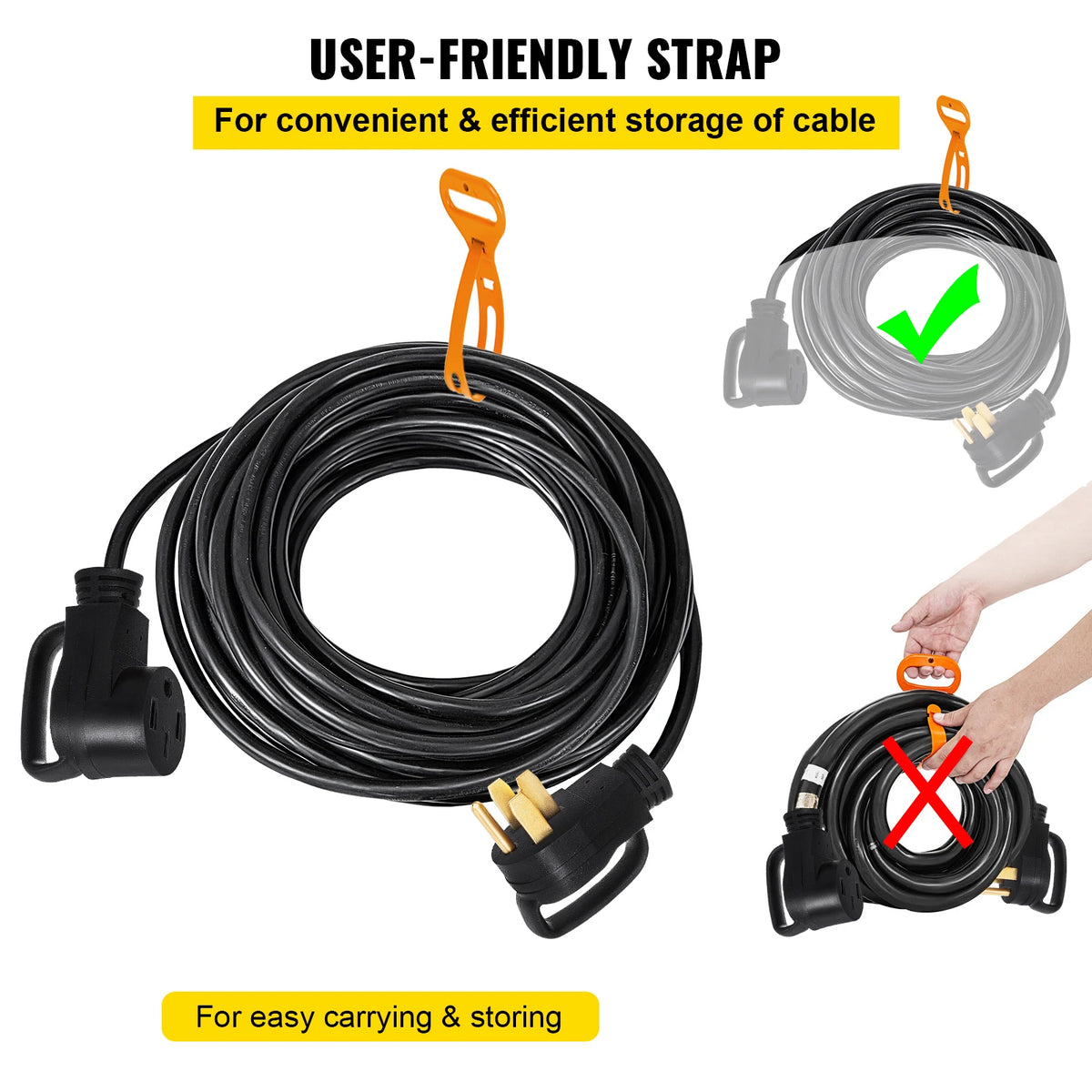 25FT 36FT 50FT 50Amp RV Extension Cord N14-50 Plug Copper Wire.
