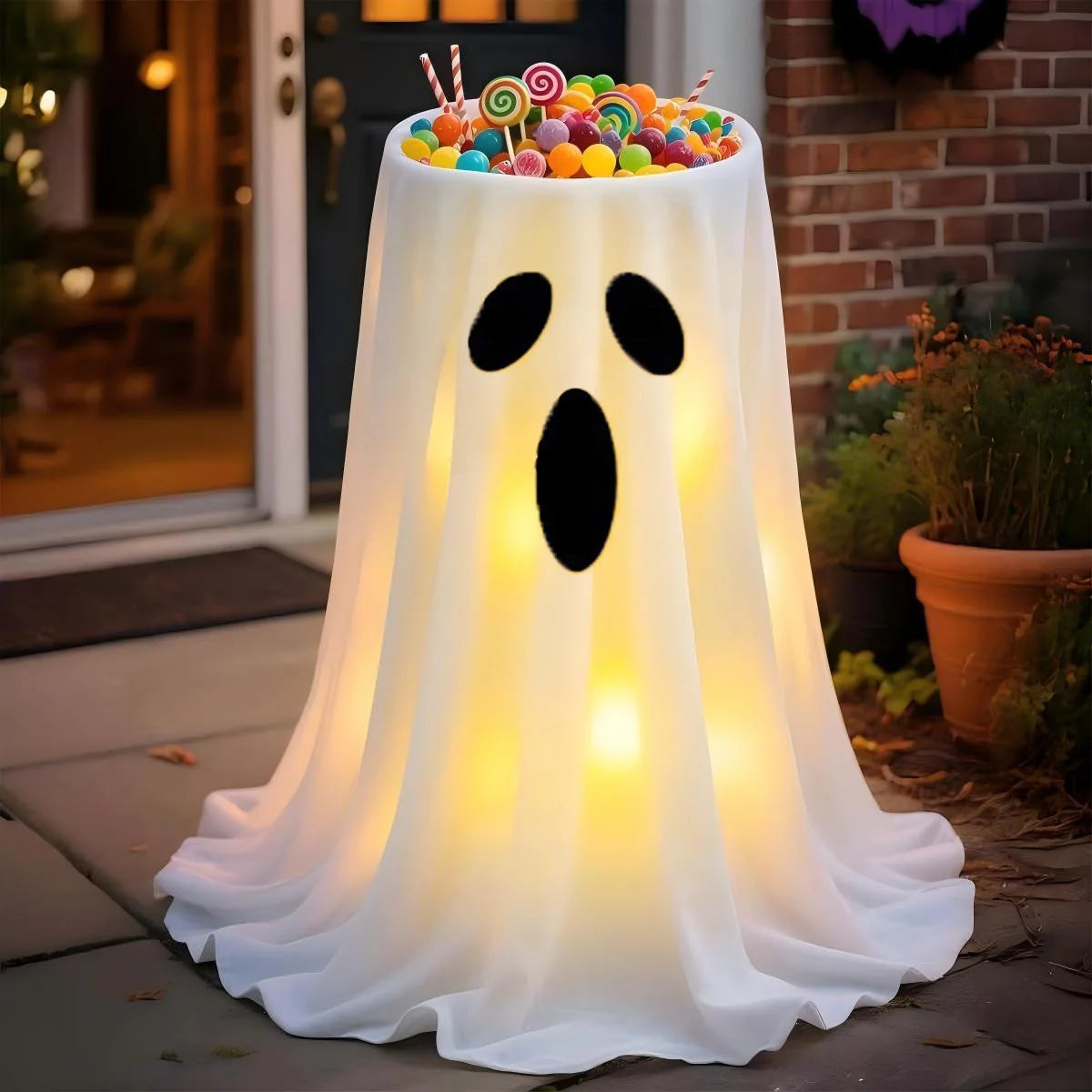 Large-Capacity Lighted Halloween Ghost Candy Bowl