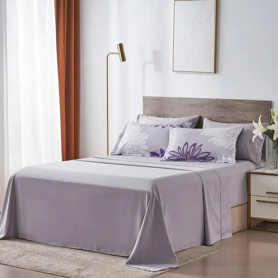 7 Pieces Chic Floral Printed Bed Comforter Sets, Queen King, ., Bed In A Bag, .