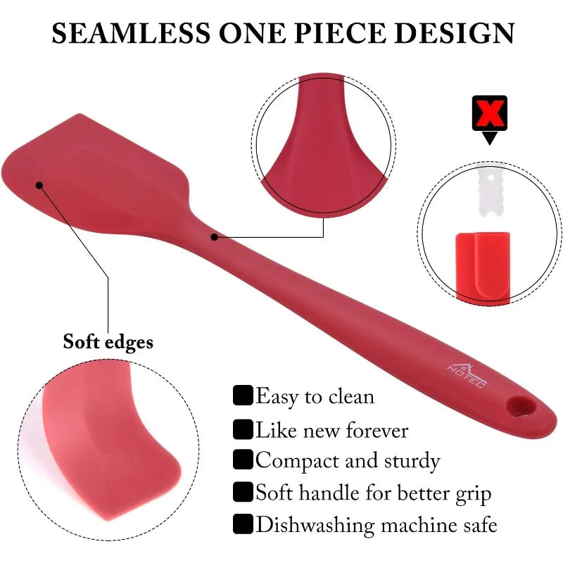 BPA Free Silicone Rubber Spatula Set, Red, Set of 5