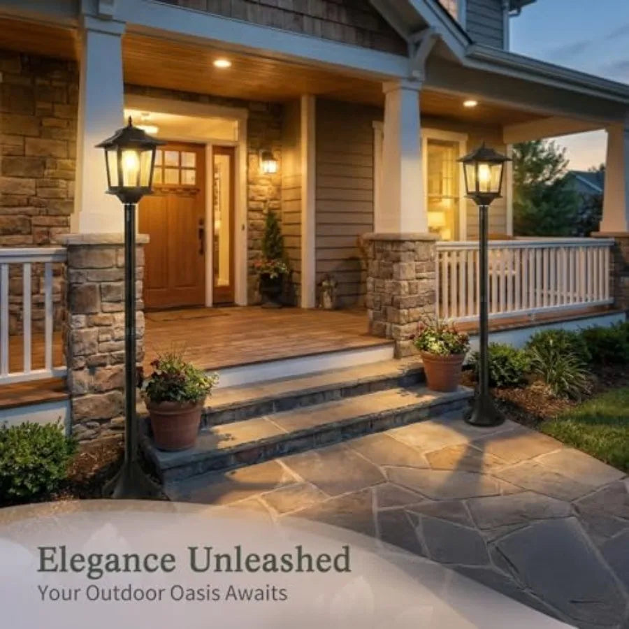 Outdoor Solar Post Lights, 2-Pack 63" Dusk to Dawn Solar Lamp Posts, Waterproof Floor Lamps.