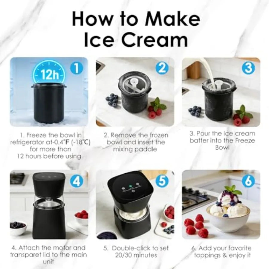 Ice Cream Maker Machine, Premium Electric Ice Cream Mini Maker Machine for Gelato, Sorbet and Frozen Yogurt