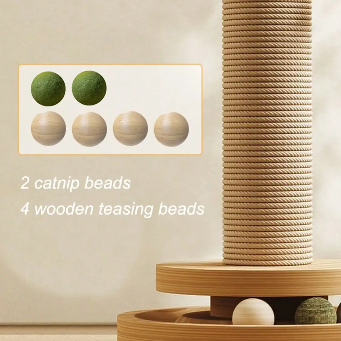 Solid Wood Cat Claw Pole With Catnip Ball, Sword Hemp Rope