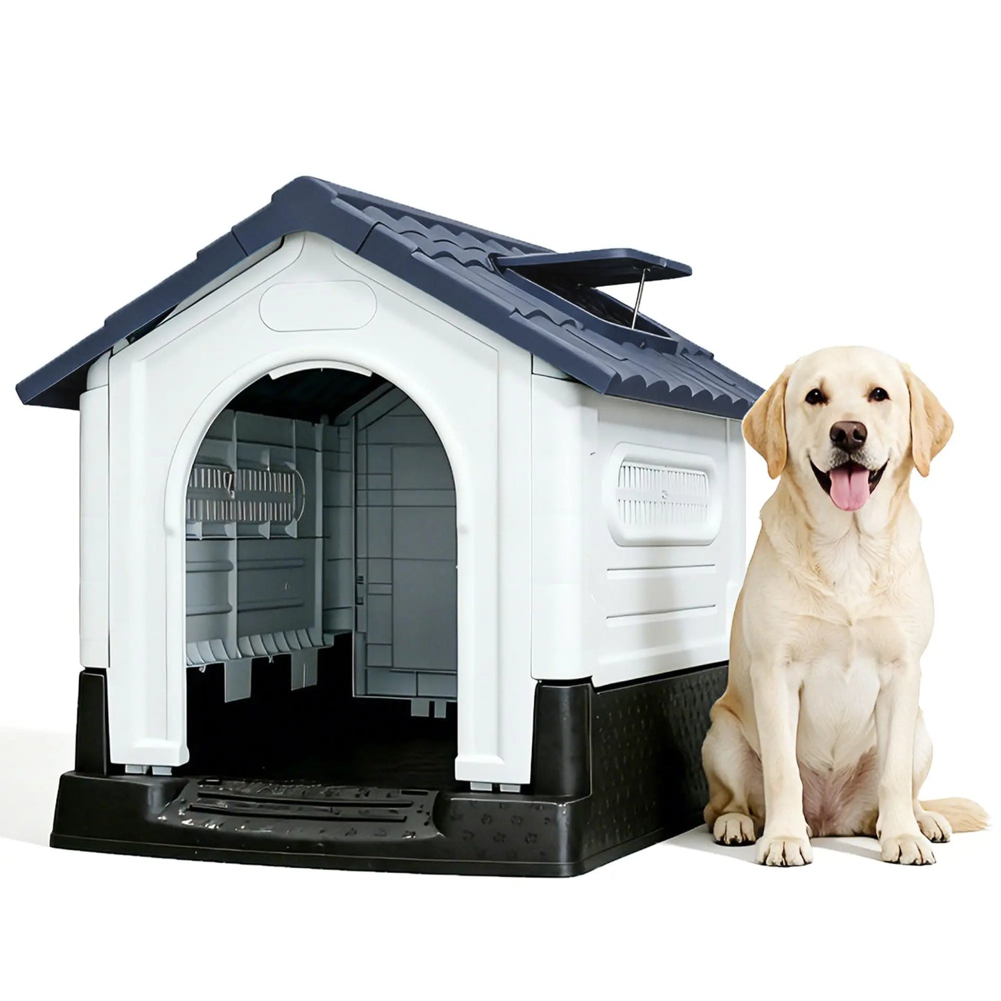 Waterproof Outdoor Dog House With Ventilation, Raised Floor And Openable Roof