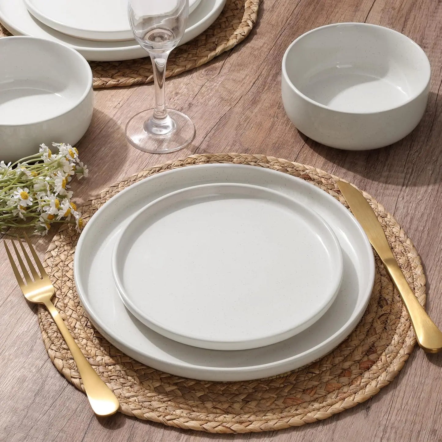 Stoneware Dinnerware Sets, 12-Piece . Set for 4, Dishes Set.