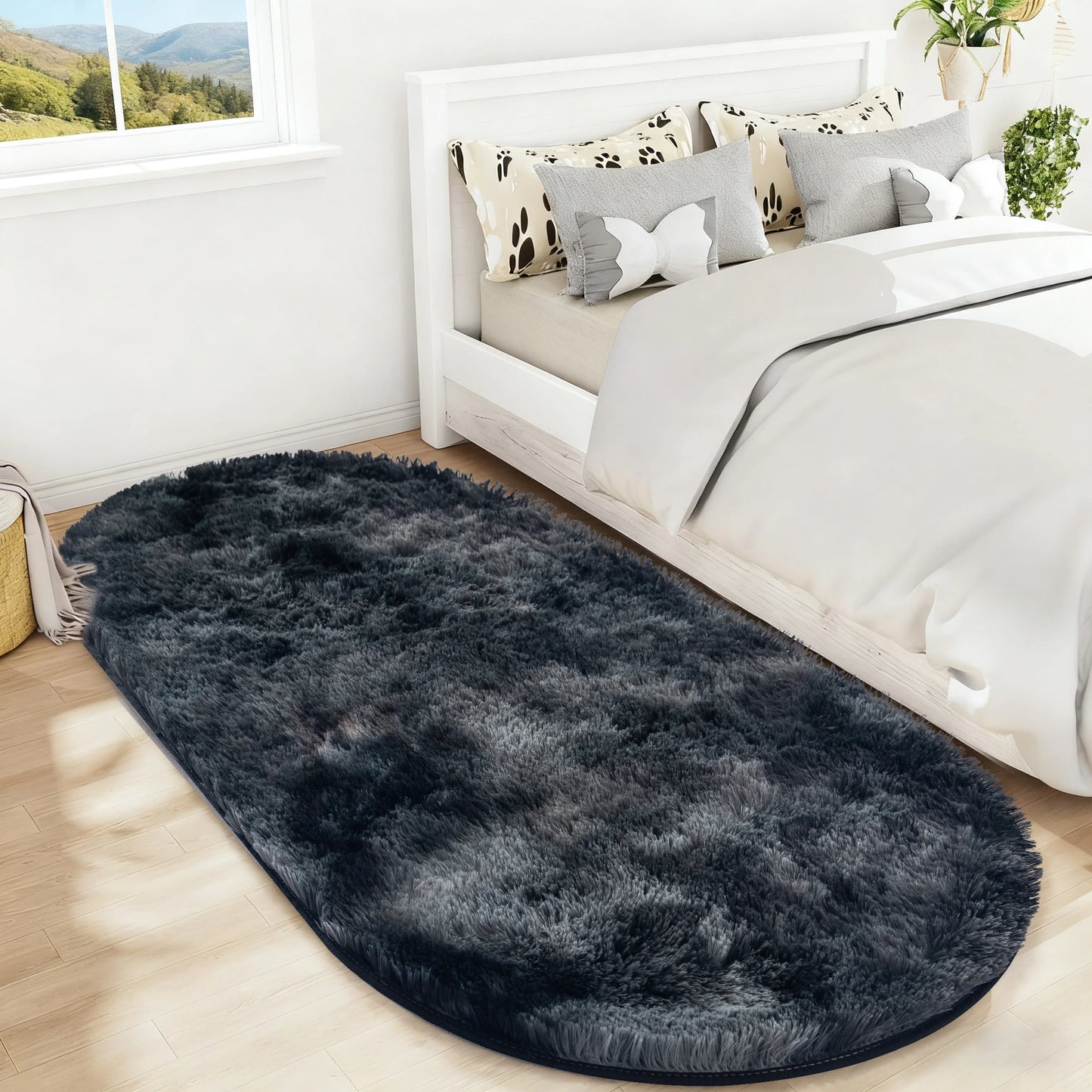 Fluffy Oval Rug Carpets . Warm Floor Mat Doormat Salon Pile Rug 80*160cm Plush Rug