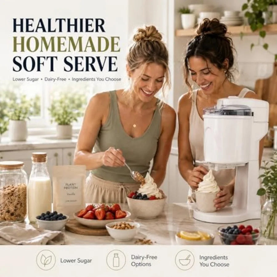Soft Serve Ice Cream Machine with Freezer Bowl, 1.0 Qt Homemade Swirl Ice Cream Maker,. Frozen Yogurt