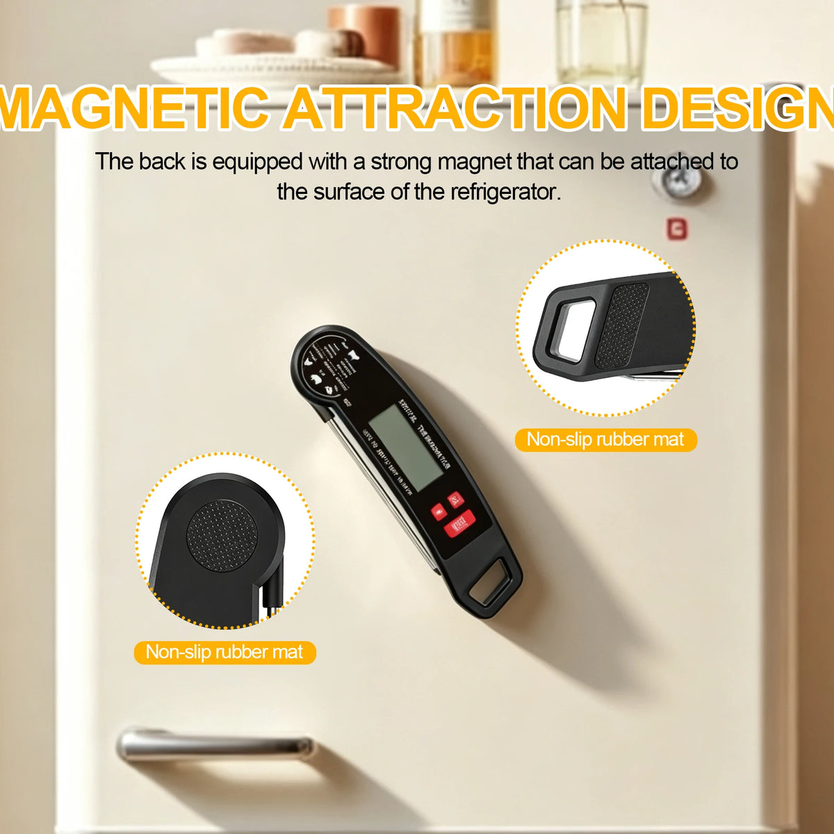 Instant Read Meat Thermometer Digital Food Temperature Tester. Gauge for Meat, Milk, Water, Soup, Porridge and Hot Drinks, Portable Outdoor Camping Cooking Tool