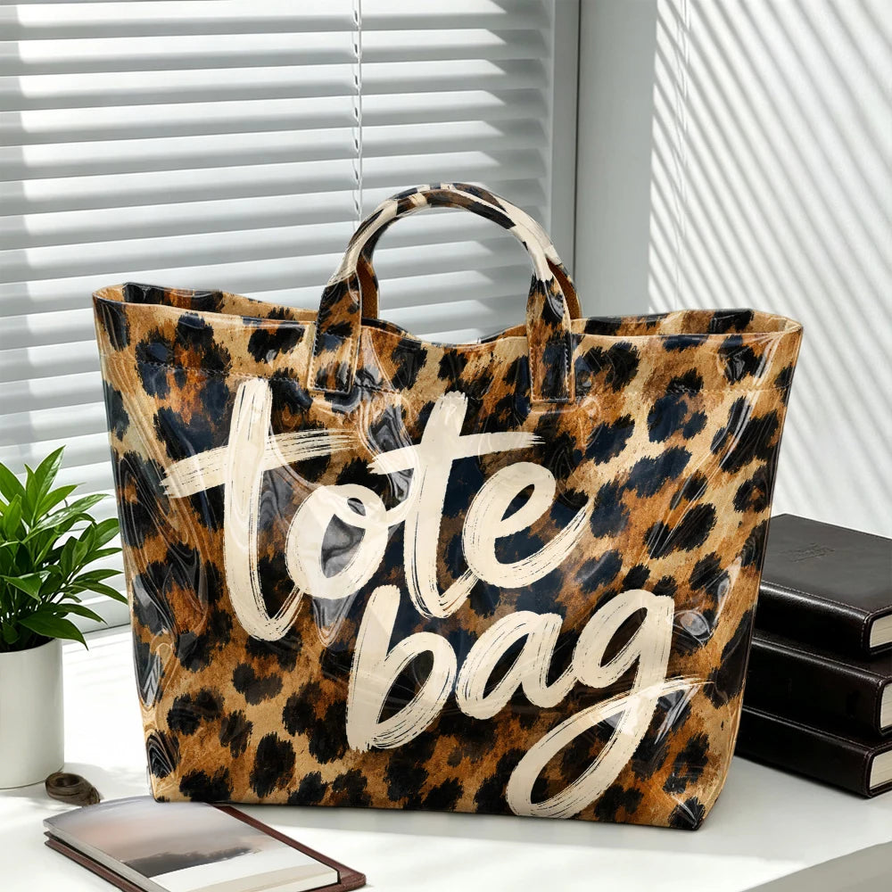 Women's Retro Leopard Print Tote Bag - 1pc Large-Capacity Short-Handle Handbag,.