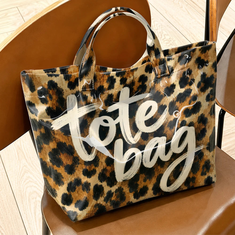 Women's Retro Leopard Print Tote Bag - 1pc Large-Capacity Short-Handle Handbag,.