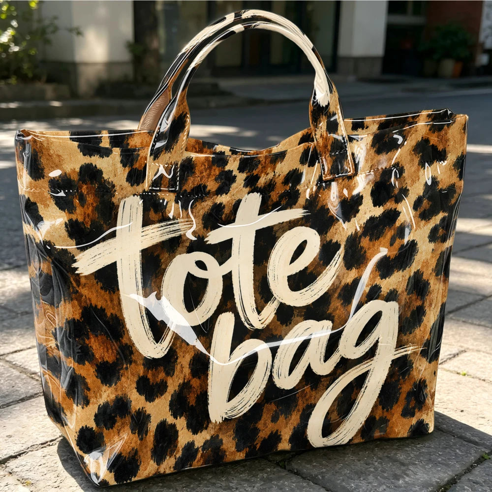 Women's Retro Leopard Print Tote Bag - 1pc Large-Capacity Short-Handle Handbag,.