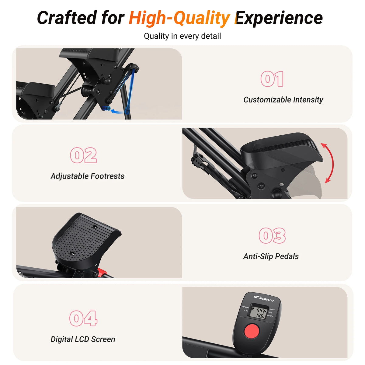 MERACH Stair Stepper with Handlebar for Home Use Foldable Low Impact Stair Climber Machine 300 lbs Capacity.