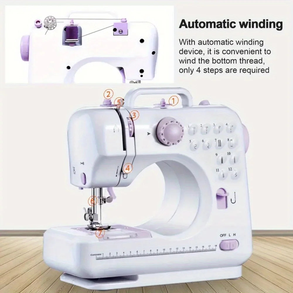 Electric Sewing Machine with Extension Table, Foot Pedal, Light,  12 Built-in Stitches and 2 Speeds