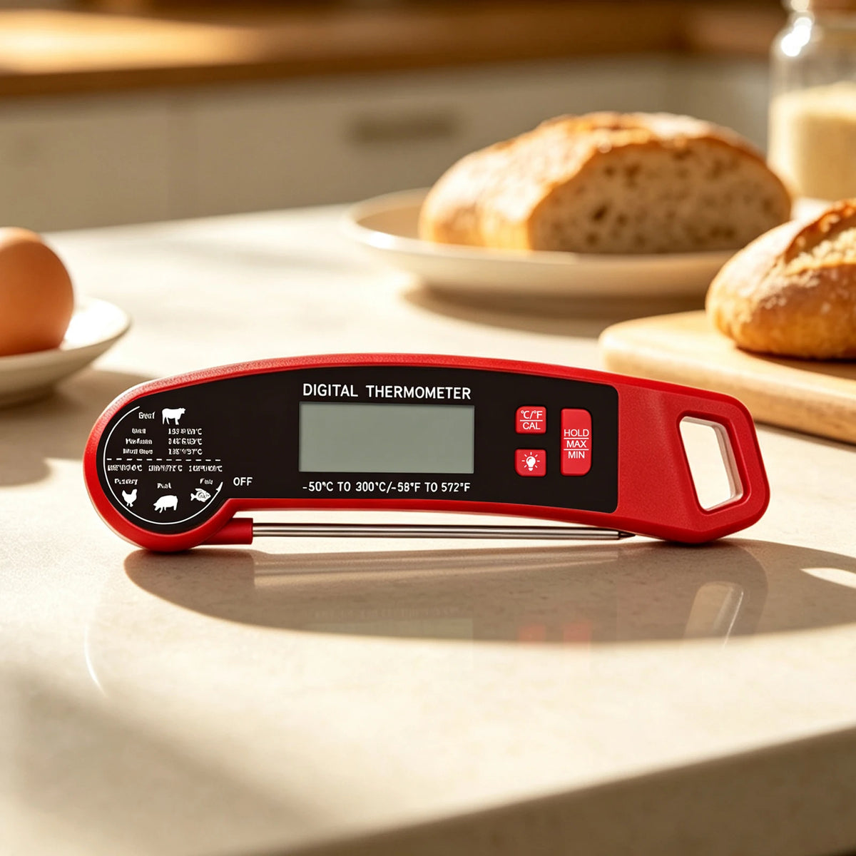 Instant Read Meat Thermometer Digital Food Temperature Tester. Gauge for Meat, Milk, Water, Soup, Porridge and Hot Drinks, Portable Outdoor Camping Cooking Tool