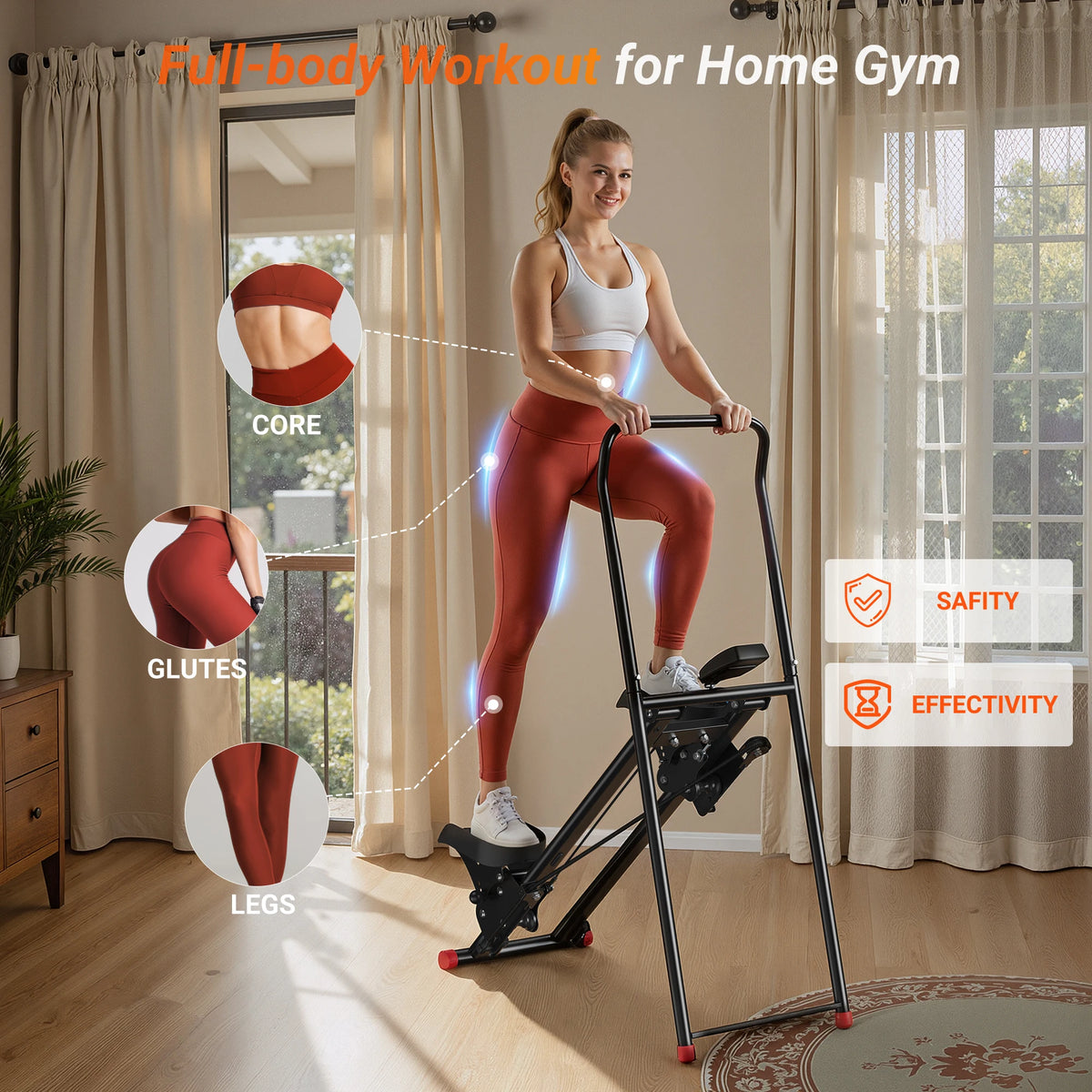 MERACH Stair Stepper with Handlebar for Home Use Foldable Low Impact Stair Climber Machine 300 lbs Capacity.