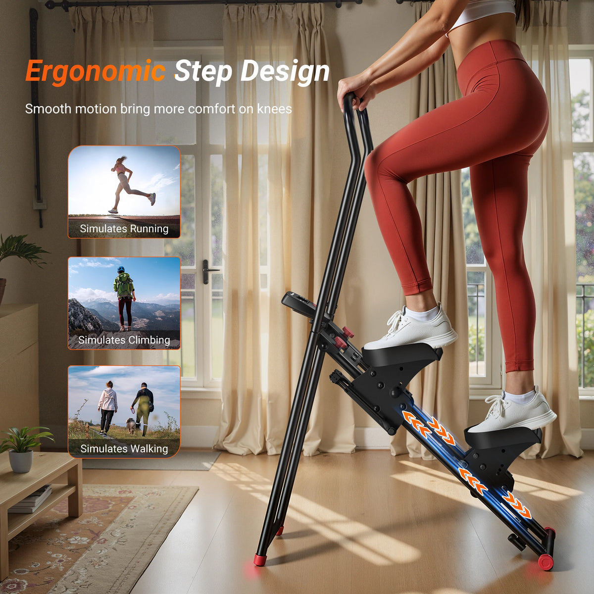 MERACH Stair Stepper with Handlebar for Home Use Foldable Low Impact Stair Climber Machine 300 lbs Capacity.