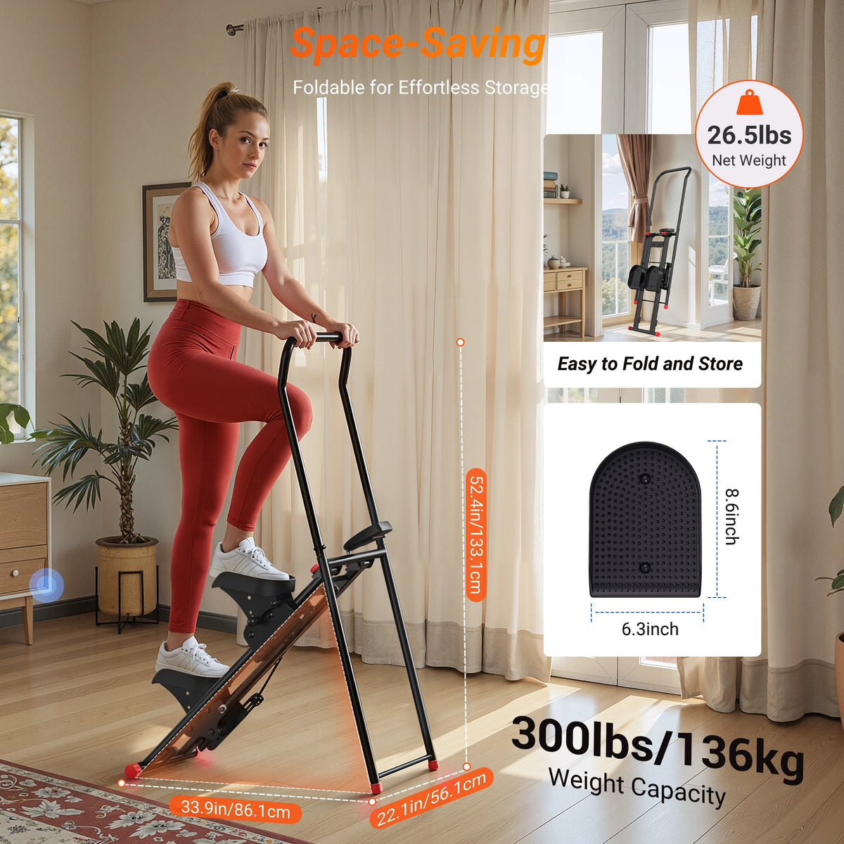 MERACH Stair Stepper with Handlebar for Home Use Foldable Low Impact Stair Climber Machine 300 lbs Capacity.