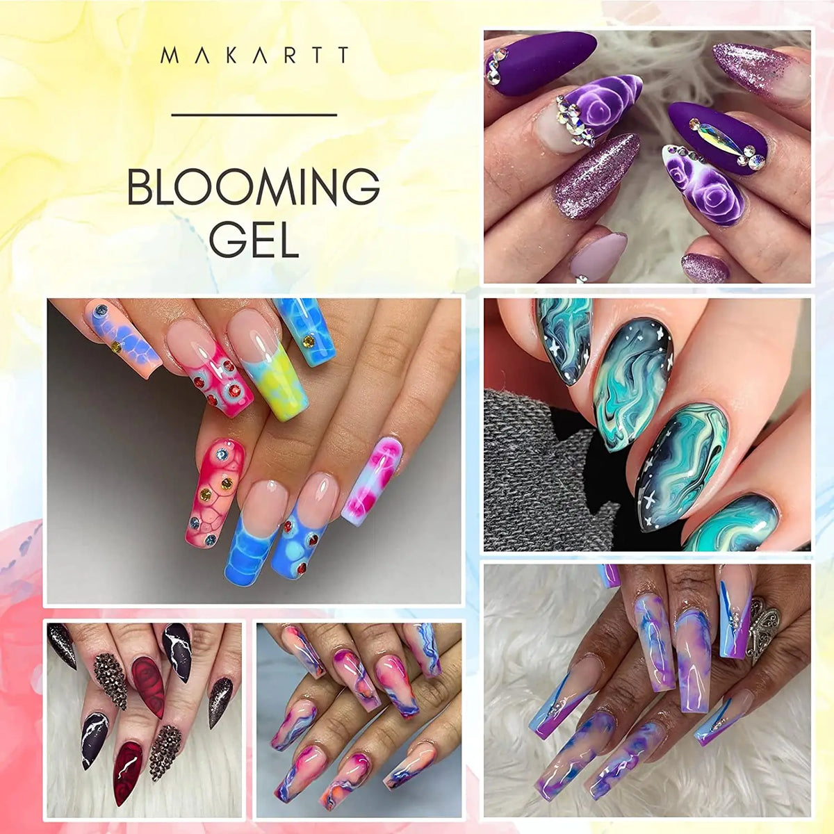 Makartt  Clear Blooming Gel, 15ml Soak Off Nail Lamp Gel Nail Polish Glossy Finish.