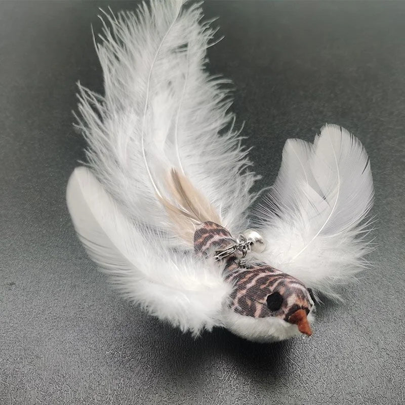 Bird/Feather Cat Wand with Bell Powerful Suction Cup  Cats Kitten Hunting Exercise