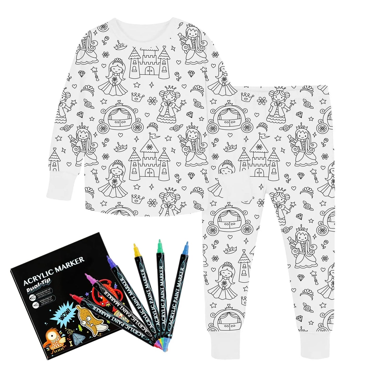 Clothes for Kids  Size7-8 Kid DIY Hand Painted t Coloring Pajama Sets
