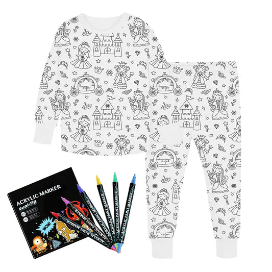 Clothes for Kids  Size7-8 Kid DIY Hand Painted t Coloring Pajama Sets