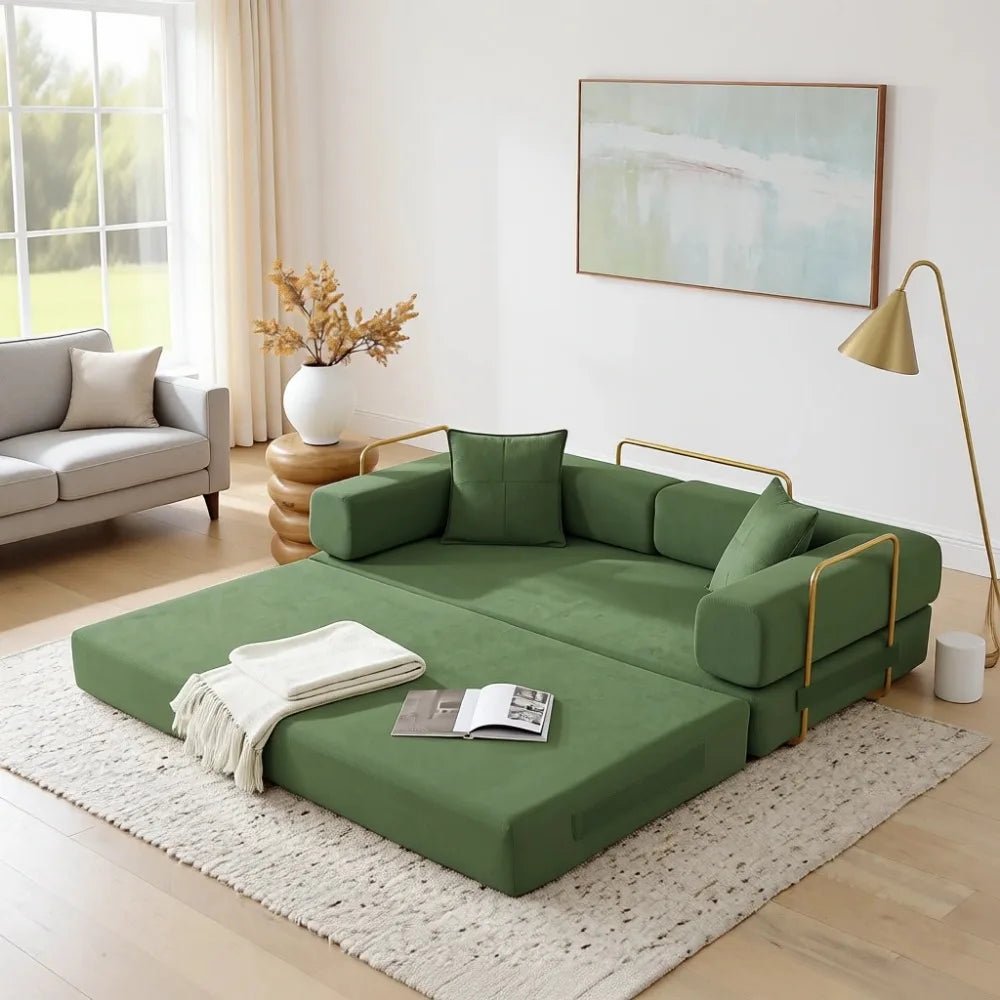Oversized 78 Inch Corduroy Sofa Bed, Convertible Sleeper Couch.